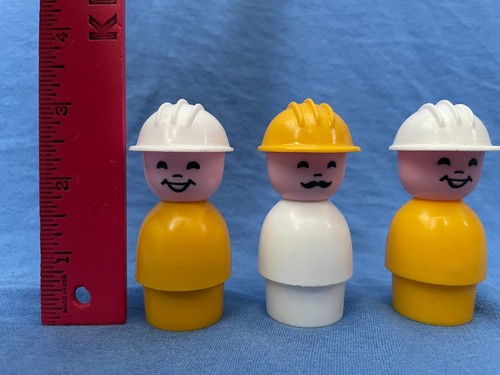Vintage Fisher Price LITTLE PEOPLE (3) Large/Jumbo 3" Construction Workers FPLP - Picture 15 of 15