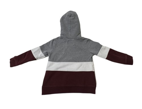 Oshkosh B'gosh Boy Size 7 Fleece Hoodie Pullover Logo Pockets Gray White Maroon - Picture 5 of 6