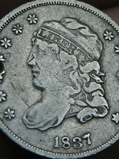1837 Silver Capped Bust Half Dime- Fine/VF Details, Small 5C