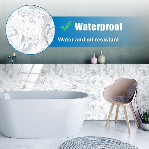 16x PVC Marble Tiles Sticker Wall Tiles Stick on Backsplash for Kitchen Bathroom - Picture 4 of 14