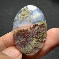 Scenic Moss Agate Cabochon 36x25x5mm High Quality 32.5 ct