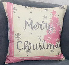 Vintage Pink/White "Merry Christmas" Themed Throw Pillow Cover, 18 Great Gift