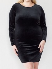 NWT CARA SANTANA X NINE WEST PLUS 3X BLACK VELOUR BODYCON OPEN BACK MINI DRESS