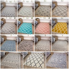 Modern Moroccan Trellis Rug For Living RoomSoft Non Shed Shaggy Geometric Rugs