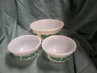 Hazel Atlas Vantage Milk Glass Nesting Bowls Set Of 3 Ivy Leaves Pattern