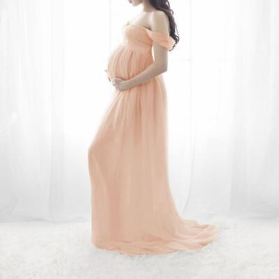 Umstandsmode Schulterfrei Chiffon Maxi Fotografie Kleid für