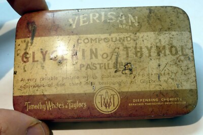 Empty TIN Verisan Compound Glycerin of Thymol Pastilles Boots England UK