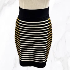 Women’s Saint James x Isabelle Ballu Wool Striped Fitted Midi Skirt, Size 6