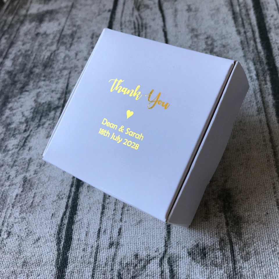 100 Rose Gold Blush Pink Foil Wedding Party Favour Boxes Personalised Gift Candy - image 4 of 4