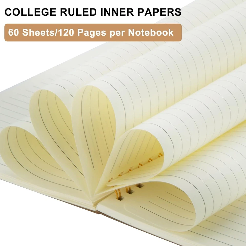 6 Pack Lined Notebooks Work School A5 Ruled Spiral Journals 60 Sheets/120 Pages - Image 2 of 4