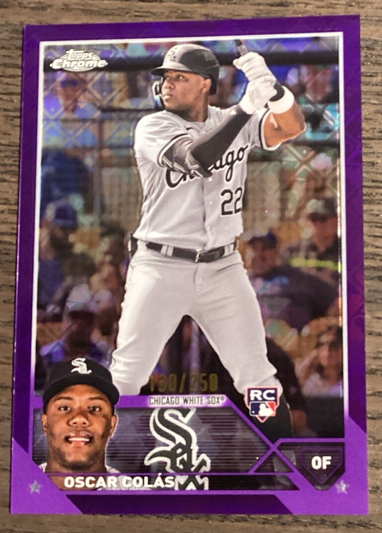 2023 Topps Chrome Logofractor Oscar Colas #145 Rookie Purple Refractor /250