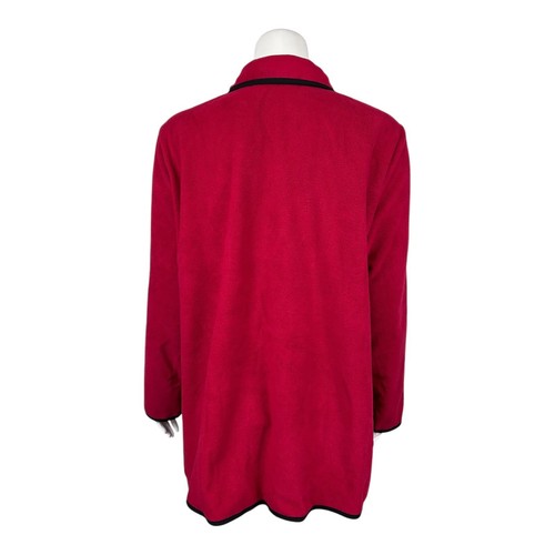 Susan Graver Weekend Polar Fleece Jacket w/ Contrast Trim Red/Black 2X Plus Size - Picture 2 of 2