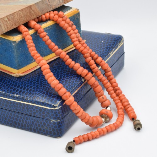 UNDYED VTG Salmon Antique Original Natural coral necklace Mediterranean Bead - Picture 15 of 16