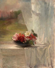 Flowers on a Window Ledge by John La Farge Art Print