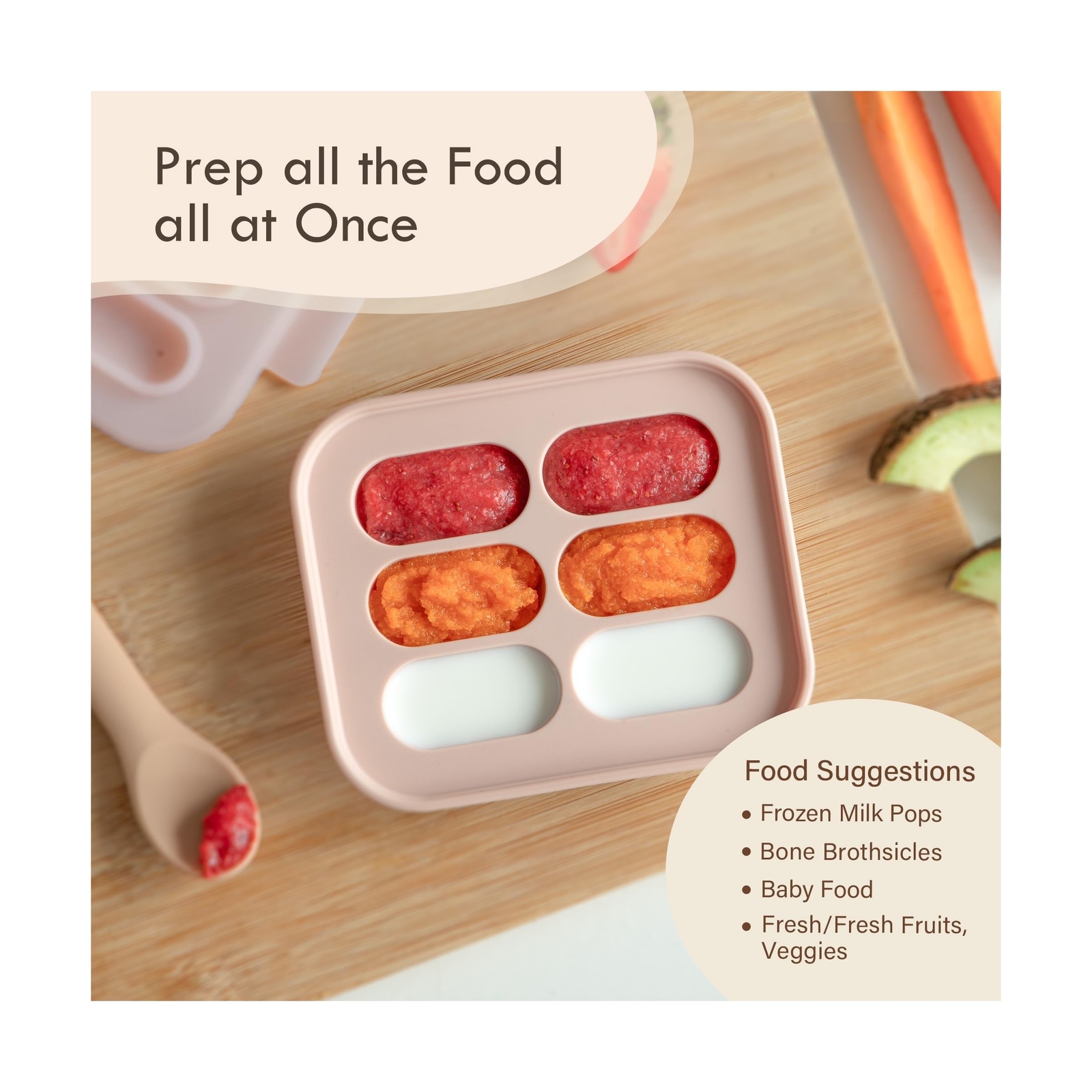 Moonkie Baby Fruit Feeder with Freezer Tray | BPA Free Silicone Infant Food F...