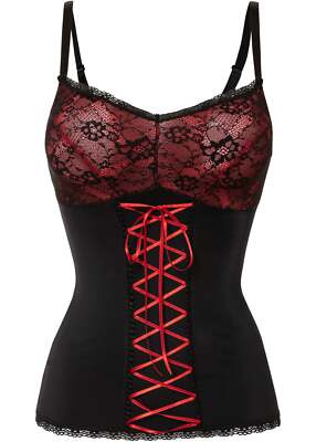 Shape-Top mit Schnürung mittlerer Formkraft Gr. 42 Schwarz Rot Nachtwäsche Neu*