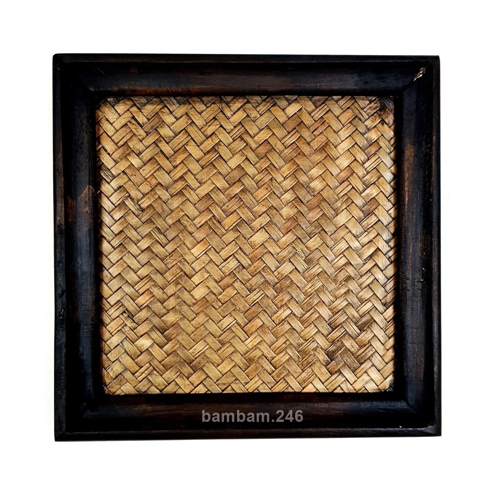 Set of 4 Vintage Wooden Trays Serving Tray 8"x8" Coffee Tray Tea Tray Breakfast - Image 4 of 4