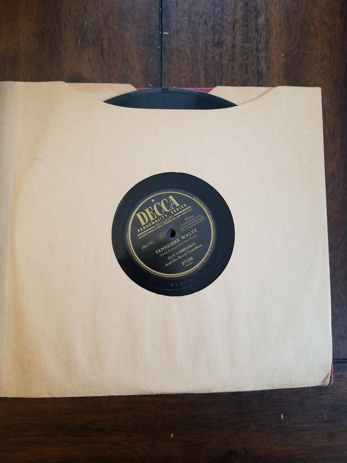 Guy Lombardo 78 rpm Decca vinyl record 27336 Tennessee Waltz / Get Out