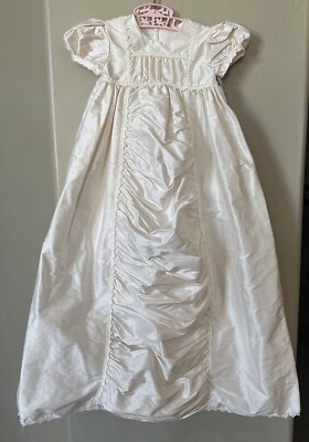 Little things mean a lot￼ Christening Dress 0 - 3 Months Silk Gown Off White
