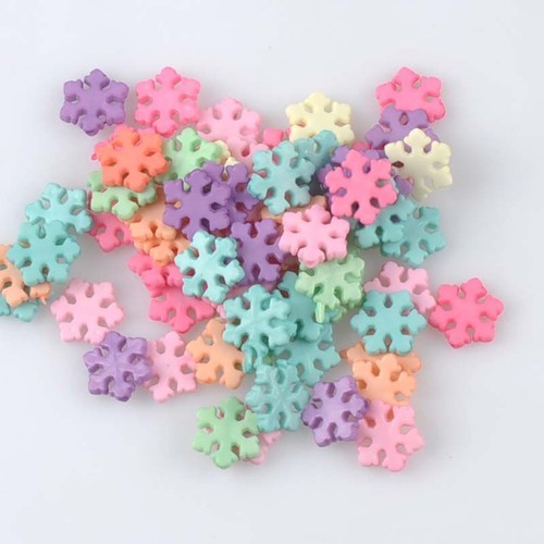 Acrylic Snowflake Spacer Beads - 11.5mm Candy Color Beads Jewelry Making 100pcs - Picture 7 of 14