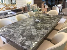 24"x36" Smoky Gems Agate Stone Dining Meeting Coffee Table Agate Stone Slab Deco