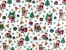 Cotton Quilt Fabric Christmas Teddy Bear Joan Kessler for Concord by 1/2 Yard