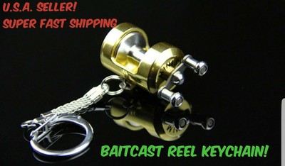 BAITCAST Fishing Reel Miniature Keychain Novelty Gift Charm Fish Key Chain GIFT!