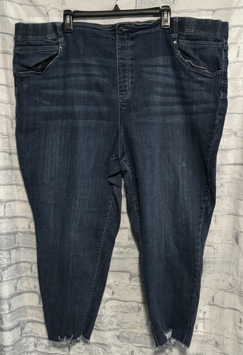 Terra & Sky Denim Jeans Damen 4X 28W-30W Dark Wash Taschen Raw Hem Distressed