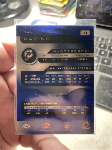 DAN MARINO - NFL HOF - 2001 QUANTUM LEAF - BASE CARD # 94 - MIAMI DOLPHINS - NFL - Picture 2 of 2