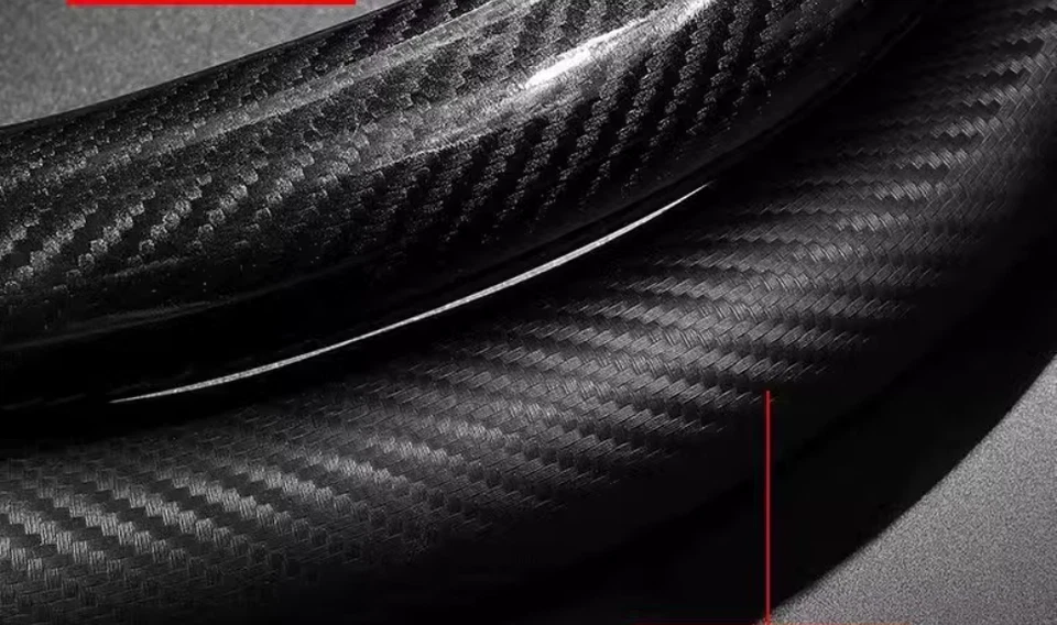 Cubierta de volante de cuero PU + fibra de carbono de 15" para Ford Mustang todos los autos Foto 4 de 4