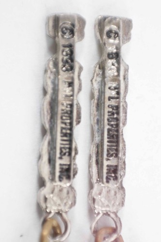 Hil Properties Inc 1893 Silver Blue Rhinestone Cowboys Post Back 1" Earrings - Picture 3 of 3