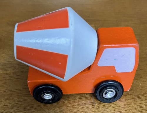 Melissa And Doug Construction Wooden Orange & White Cement Truck Toy - Picture 4 of 6