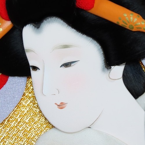 "Los sonidos de Shami" Bijinga japonesa (hermosas pinturas), arte prensado, enmarcado - Imagen 3 de 3