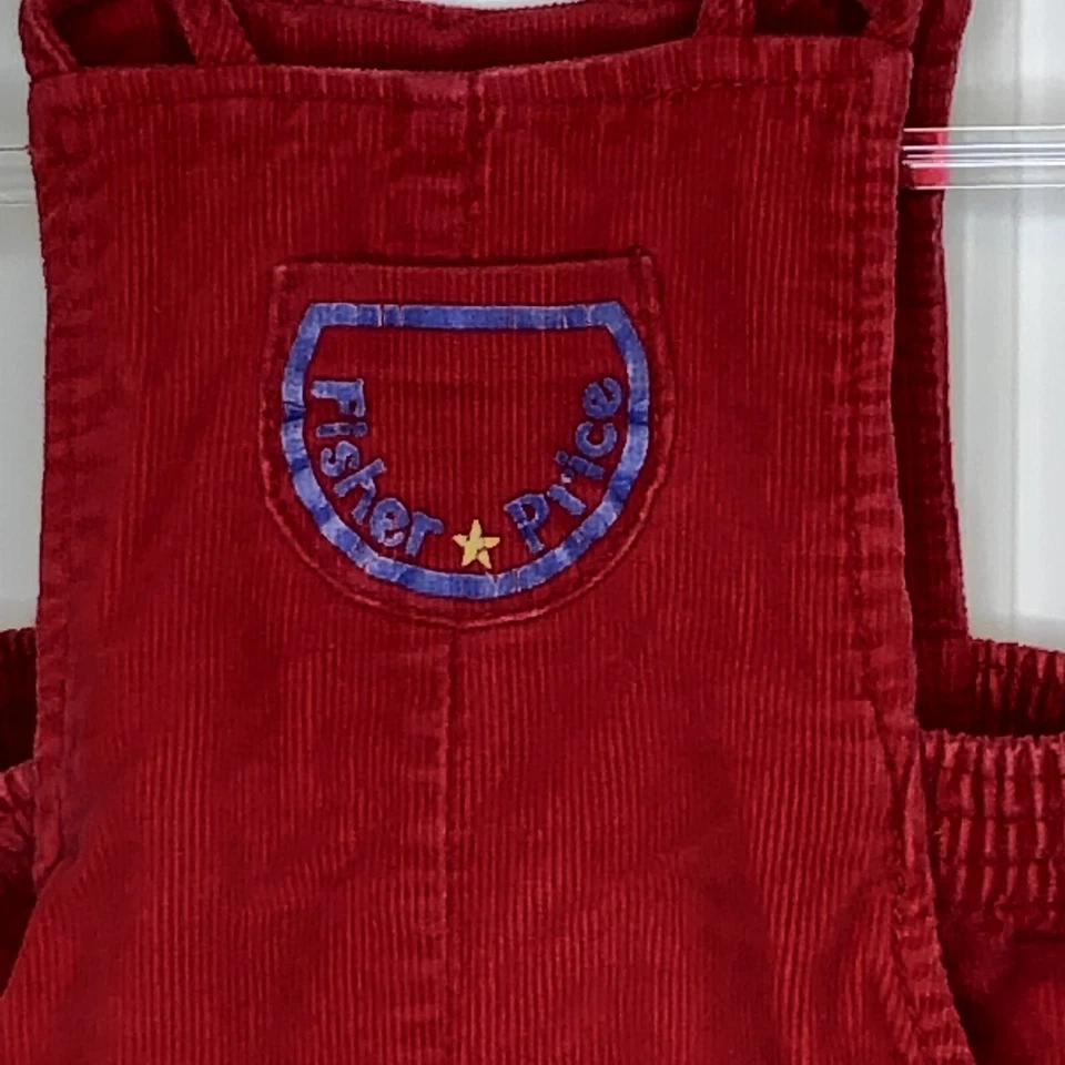 Vintage Fisher Price Overalls 2T Red Baby Toddler Corduroy 24 months Boy Child - Image 4 of 4