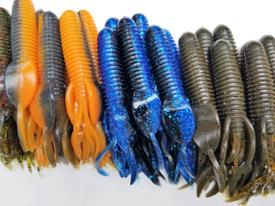 48 pk 4" tubo de oruga - 6 COLORES/8 CADA UNO - Lake Fork Style tubo de oruga PERFUME SAL - EE. UU. Foto 4 de 4