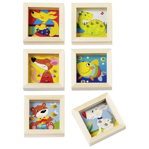 goki 56701 Geduldspiel Tier, 6,5 x 6,5 x 1,7 cm, Holz, mehrfarbig (Modell zufäll