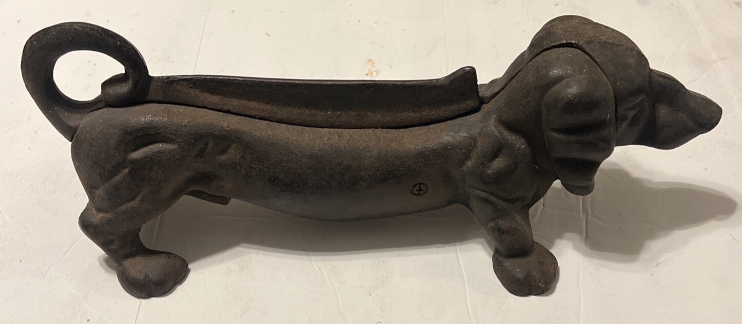 Vintage Cast Iron Dachshund Wiener Dog Boot Shoe Scraper Door Stop