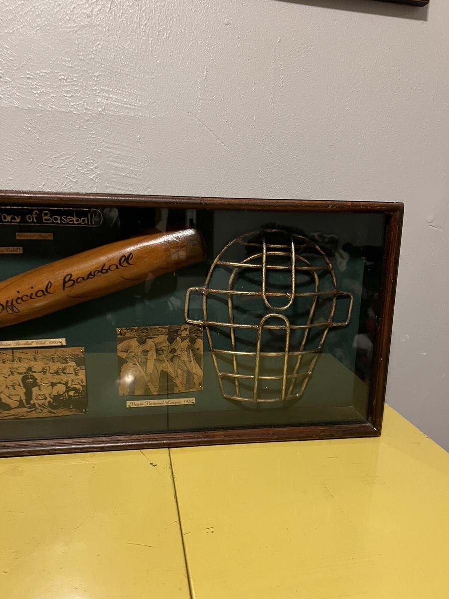 Vintage the history of baseball large display case shadow