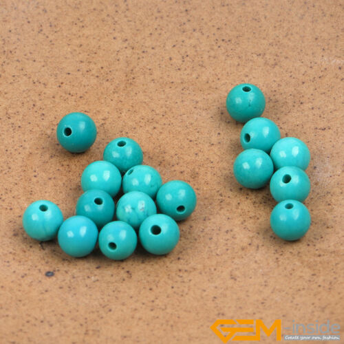 Round Blue Tourquoise Stone Loose Beads For Jewellery Making 15" Wholesale AU - Foto 34 di 70