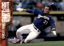 2015 Topps Opening Day Hit The Dirt Carlos Gomez Milwaukee Brewers #HTD-08