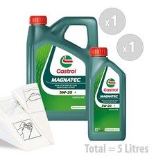Car Engine Oil Service Kit / Pack 5 LITRES Castrol Magnatec 5W-20 E 5L 11.99 per litre