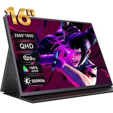 UPERFECT 16" Portable Monitor 2K 120Hz Freesync HDR Eyecare Screen USB C HDMI