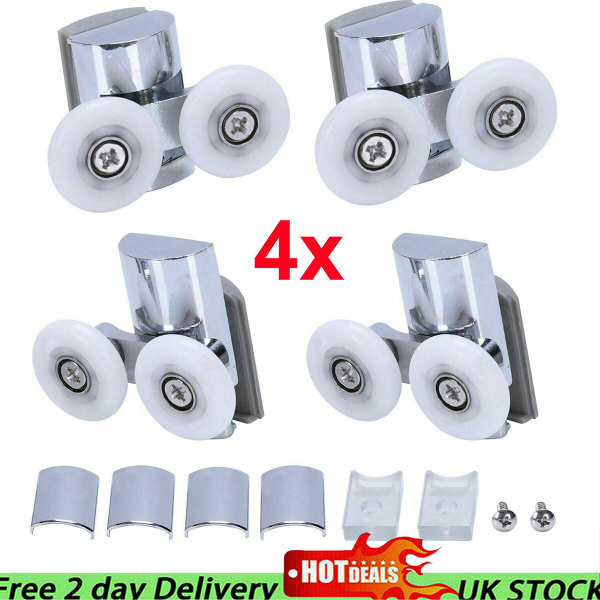 4Pcs Twins Shower Screen Door Rollers Runners Wheels Top&Bottom 23mm