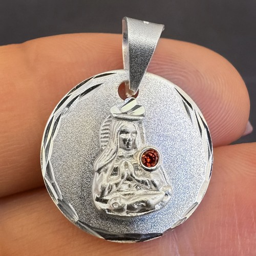 Sterling Silver Red Ruby Santa Barbara Pendant 0.8" - Picture 5 of 8