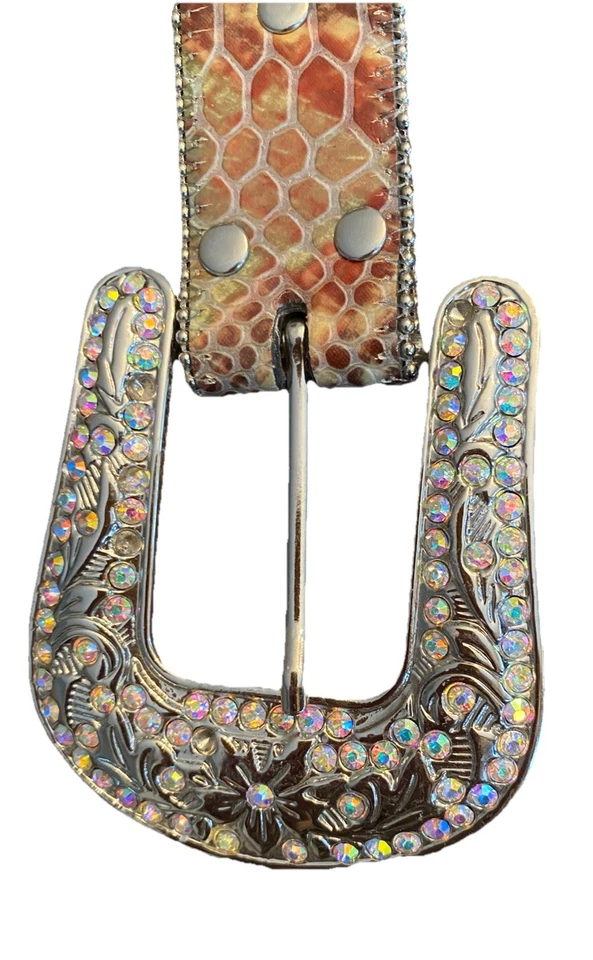 Blazin Roxy Western Studded Genuine Leather Gator Print/ Pink Rhinestones - Image 3 of 4