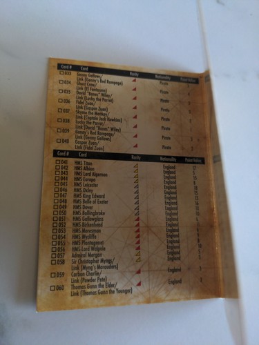 2005 WizKids Pirates of the Spanish Main CSG Master Checklist new unused - Picture 2 of 4