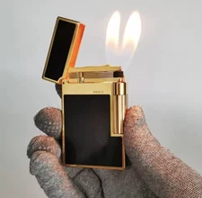 Luxury Retro  Cigarette  Ping Sound  Gas HIGH END Double Flame Lighter