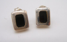 VINTAGE STERLING SILVER STUD EARRINGS ENAMEL CENTERS