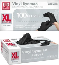 Basic 100pcs Black Vinyl Synthetic Multipurpose Latex Free Disposable Gloves