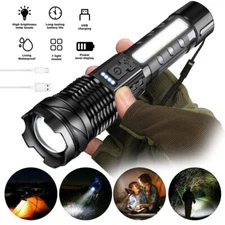 1000000 Lumens Rechargeable Super Bright LED Tactical Flashlight LED Work Light